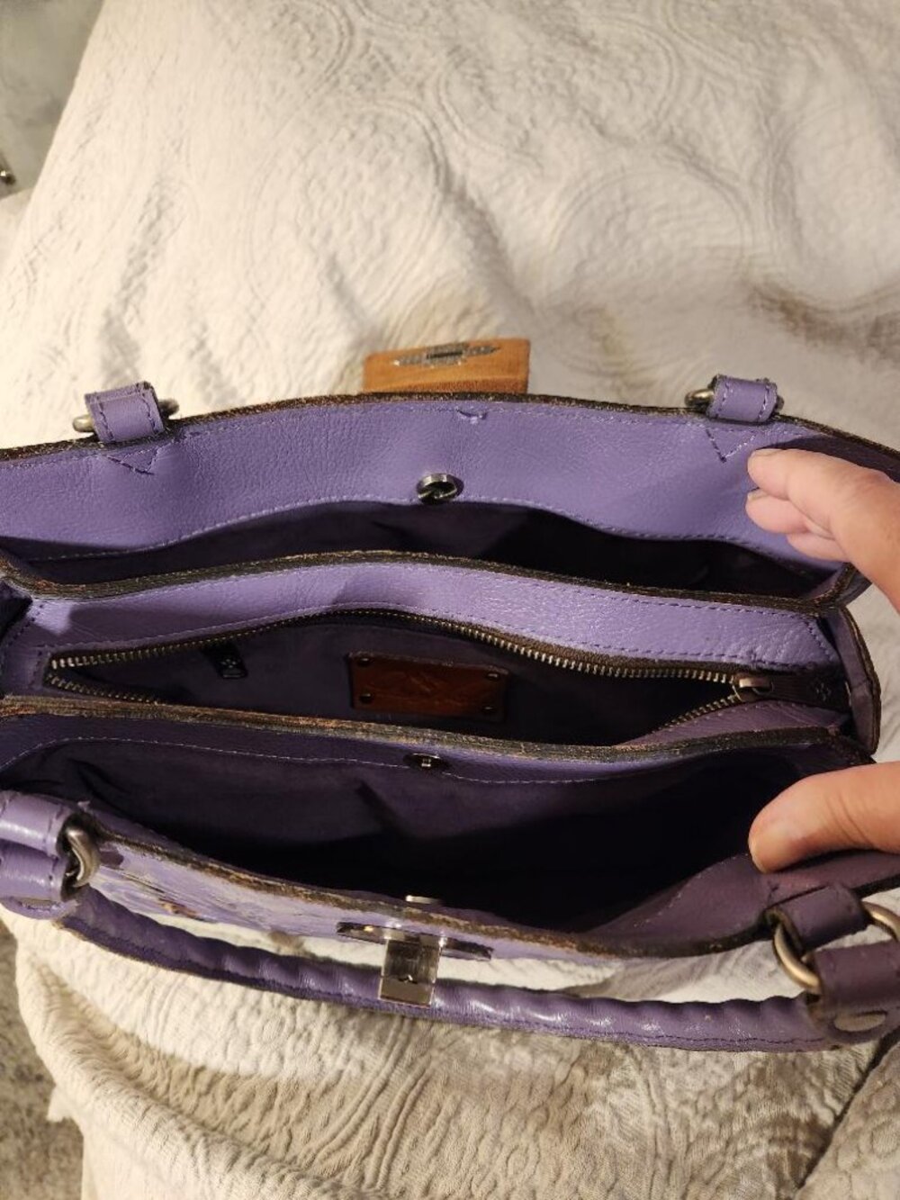 Patricia Nash Purple Leather Handbag - Picture 4 of 5